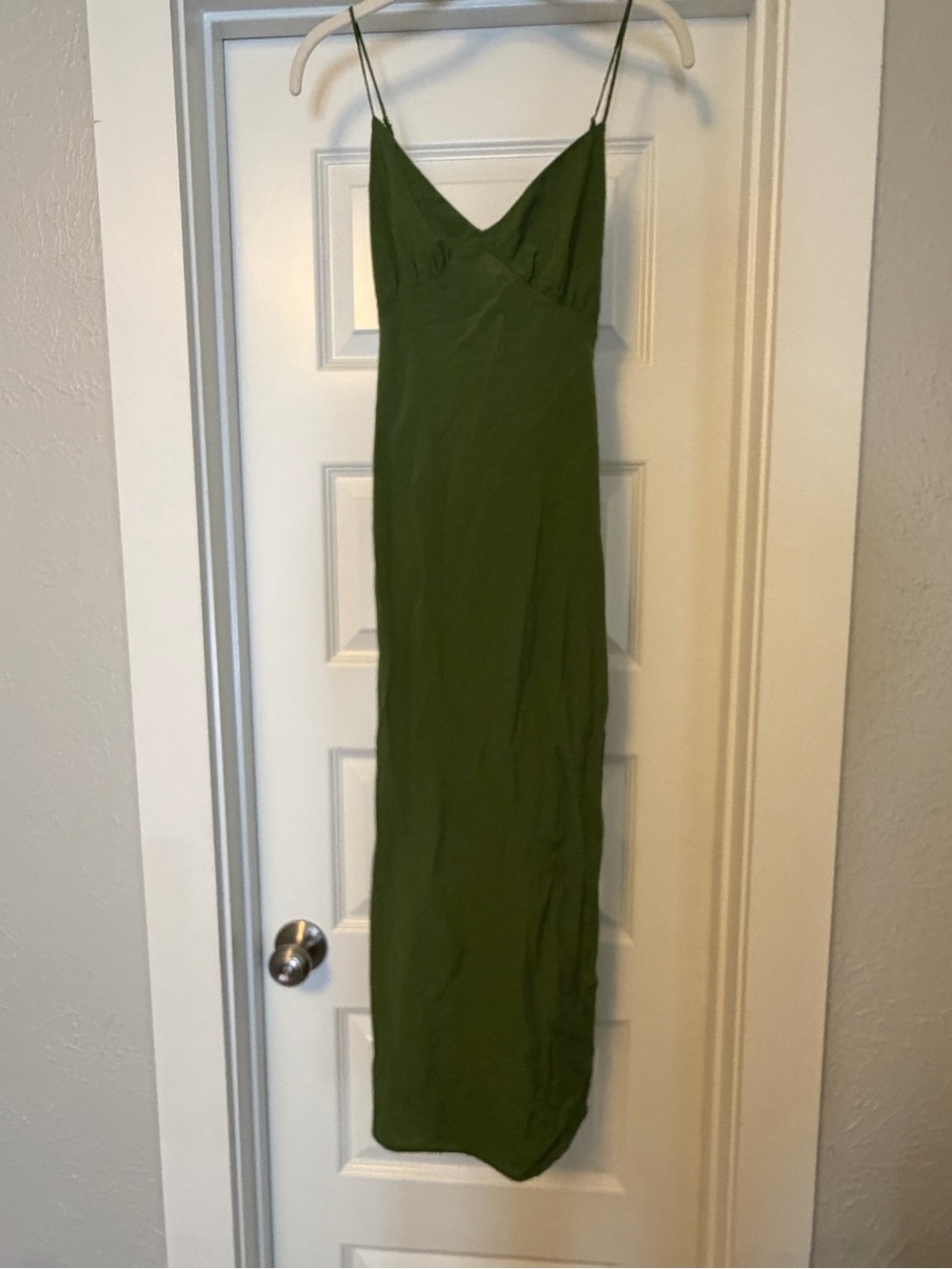 Madewell Green Spaghetti-Strap Maxi Slip Dress
